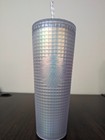 Starbucks Spring 2022 Iridescent Frost White Grid Tumbler Venti 24oz-new