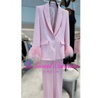 Zara Woman Nwt Ss25 Feather Cuff Blazer Jacket Pink 3419 324 401