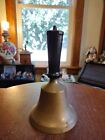 Antique Vintage 8  Brass School Bell W  Black Handle