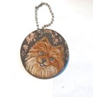 Pomeranian Dog Keychain Hand Painted Charm Key Tag