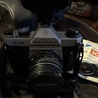 Pentax K1000 Vintage Slr Camera Black Silver With Accessories