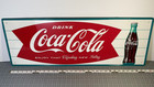Vtg Drink Coca Cola Refreshing New Feeling Single Sided Tin Sign 31 75  X 11 75 
