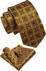 Mens Tie Set Silk Necktie Pocket Square Cufflinks Woven Jacquard Formal Classic 