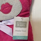 Hudson Baby Infant Girl Cotton Animal Face Hooded Towel  Hippo  One Size Nwt