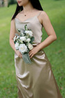Set Of 6 Sage Green   White Bridesmaid Bouquets  Artificial Wedding Flowers