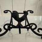 Vintage Wrought Iron Book Stand Cookbook Bible Holder Farmhouse Chicken Rooster