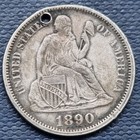 Love Token - 1890 Seated Liberty Dime - Engraved -   J M B   -  93810