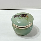 Vintage Stone 2  Round 1 75  Tall Mini Trinket Box Hinged Decorative Pansy Lid