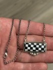 Sterling Silver Native American Sw Trendy Inliad Checkboard Bar Necklace  925