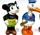 3 - Vintage Disney Bisque Figures 1930 Japan - Mickey  Donald  Big Bad Wolf