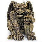 Intricate Resin Gargoyle Statue With Wings   Skull - Indoor Outdoor Garden Decor