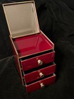 Vintage 1970s 1980s Otagiri Japan 3-drawer Lacquerware Red Jewelry Box