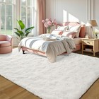 Fluffy Area Rugs Cream Soft Shaggy Mat Carpets For Living Room   Bedroom Floor