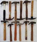 Lot Of 12 Various Size Wood  Handled Claw Hammers Hand Tools From Estates