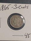 1865 Three Cent Nickel Piece - Nice Coin Very Fine 