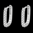 925 Sterling Silver Crystal Hoop Earrings Women Hypoallergenic Cubic Zircon B183