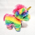 Mty International Unicorn Plush Stuffed Animal Neon Rainbow Stripes 8  Tall Toy 
