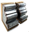 Rustic Natural Wood   Galvanized Metal Corbel Decorative Bookends Set Of 2
