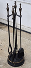 Pilgrim Mid-century Modern Brass Iron Fireplace Tool Set 4 Peice  Stand Usa Rare