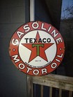 Large Vintage Texaco Gasoline 30  Porcelain Metal Gas Oil Service Station Sign