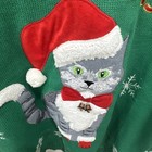 Ugly Holiday Christmas Sweater Santa Cat Meowy Green Women   s Plus Size 1x