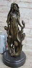 Nymph Girl Among The Reeds Flowers Fairy Bronze Statue Sculpture Signed Original