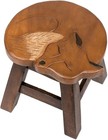 Sleeping Fox Step Stool Hand Carved Solid Acacia Sturdy Wood Stool For Children