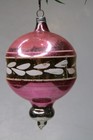 Antique Vintage Glass Stencil Pictured Pink Drop Christmas Ornament Germany