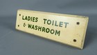 Vintage Ladies Toilet   Washroom Hand Painted Wooden Sign      26117
