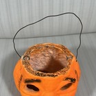 Vintage Neon Orange Halloween Paper Mache Pulp Choir Boy Jack O Lantern 5  1940s