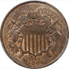 1864 2c Large Motto Two Cent Piece Pcgs Ms64rb  cac 