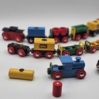 Vintage Brio Made In Sweden Wooden Train Lot 19pc 12 Cars 7 Loads Railway