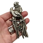 Quetzals Mexican Sterling Brooch 4    Turquoise Vintage 1940s Handmade Early Taxco