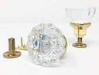 Crystal Antique Style Surface Mount Dummy French Door Knob Set  polished Brass 