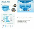 100 Pcs Disposable Face Mask 3-ply Non Medical Surgical Earloop Mouth Dust Cover