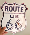 Retro Route 66 Weathered Road Sign 10x12  Replica 40s  50s With Faux  cat Eyes 