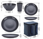 Plastic Dinnerware Set 32 Pcs  reusable Light Weight Mugs  Bowls  Dishes  Grey