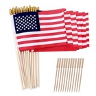 8x12 Inch American Flag Handheld Mini American Stick Flags Wooden Pole 50 Pcs