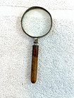 Vtg Magnifying Glass Brass Wood Handle Made In France 6 l