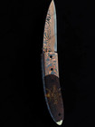 Luxury Copper Damascus Folding Knife   handmade Cu Mai Pocket Knife  Razor Sharp