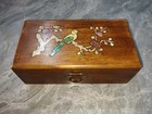 China Old Pear Wooden Jewelry Box Mother-of-pearl Flowers Birds Pattern