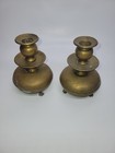 Antique Brass Paw Foot Candlesticks Pair Victorian Weighted Candle Holders