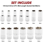 14 Piece 3 8  Drive 6 Point Stubby Socket Set Metric Mirror Chrome Finish 6-19mm