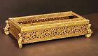 Vtg Brass Metal Ware Tissue Holder Filigree  Figural Cherub On Shell Feet Velvet