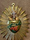 Vtg Crane   Breed Casket Co Memorial Sacred Heart No  75 Enamel Emblem