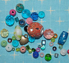 Pretty  Bead Soup 1 Lb    lot Glass Beads 4-25 Mm Interesting Mix  Many Kinds 