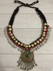 Kuchi Tribal Necklace  Vintage Turkmen Pendant With Tassels   Bells