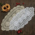 Vintage Hand Crochet Lace Table Runner Oval Dresser Scarf Doily Wedding Party