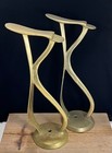  2  Antique Solid Brass Cobbler Shoe Shine Stand Barber Shop Foot Rest 16   