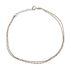 Estate Italy Gold-tone Sterling Silver 925 Dual Chain Bead Anklet 9 -10 